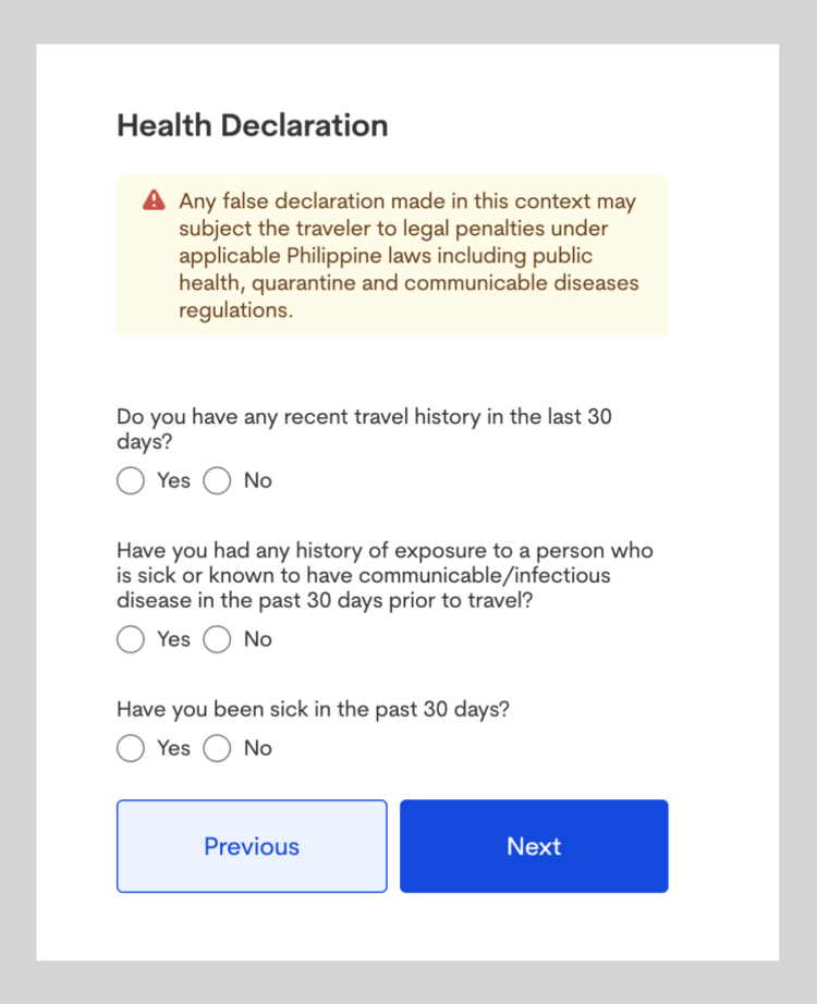 etravelの追加の確認項目「Health Decrlation」